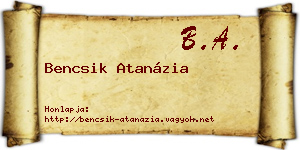 Bencsik Atanázia névjegykártya