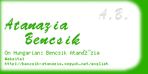 atanazia bencsik business card